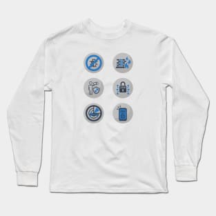 Cybersecurity Technical Controls Icons Long Sleeve T-Shirt